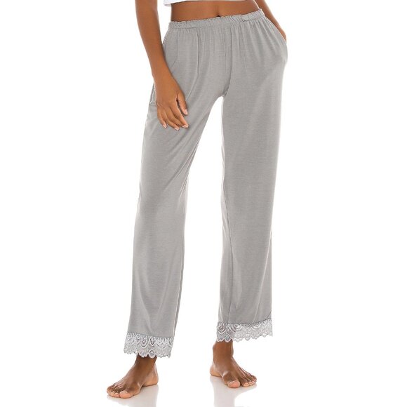 NEW Flora Nikrooz Women Metal Lace Trim Wide Leg Pull On Pajama Pants - Picture 1 of 6